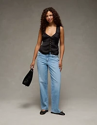 AE Lace Button-Front Tank Top