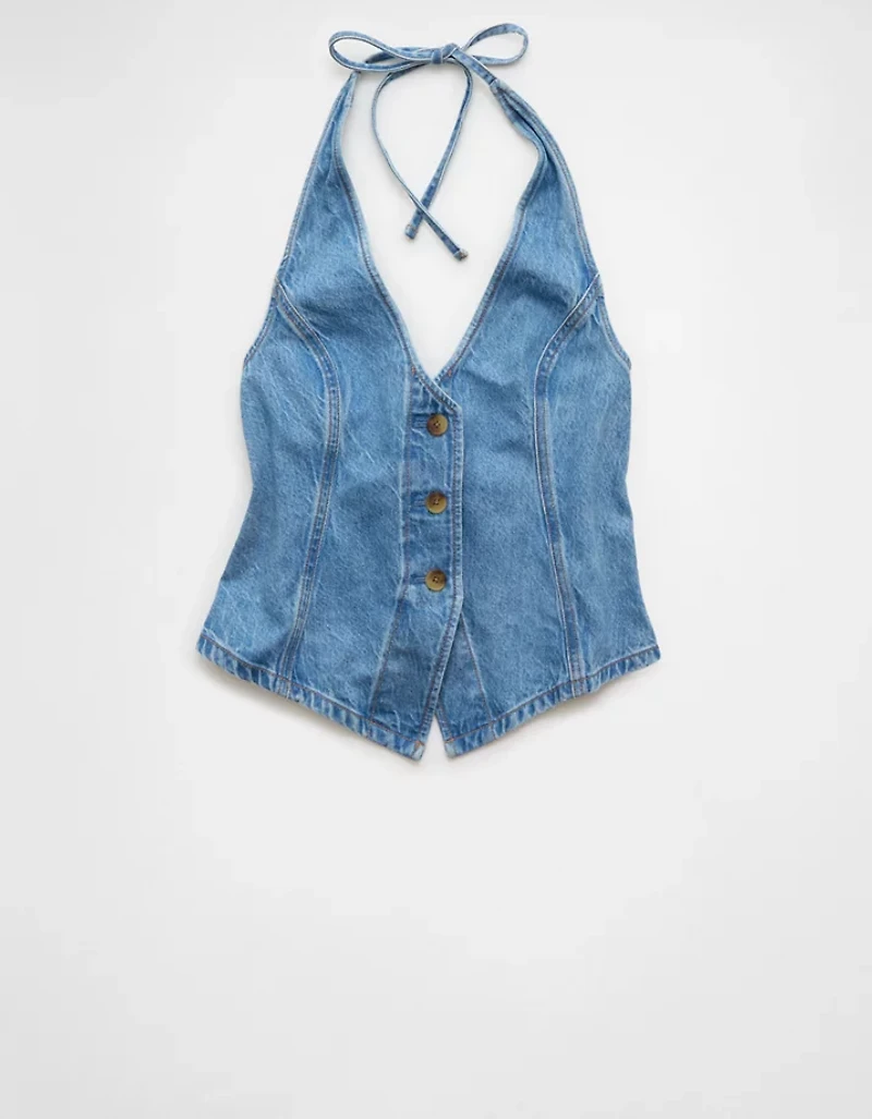 AE Denim Halter Vest