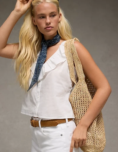 Blouse à volant encolure en V AE