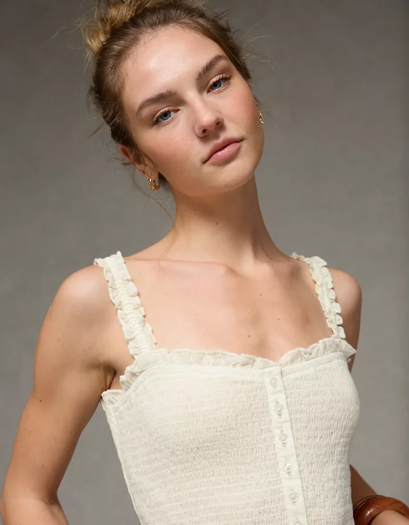 AE Smocked Button-Up Cami