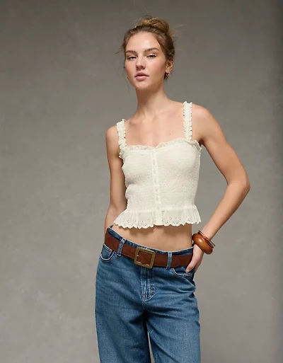 AE Smocked Button-Up Cami