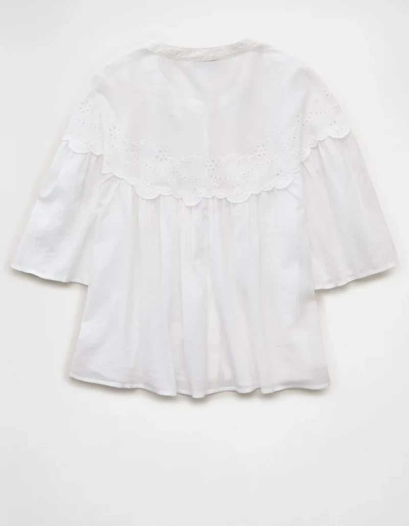 AE Embroidered Button-Up Blouse