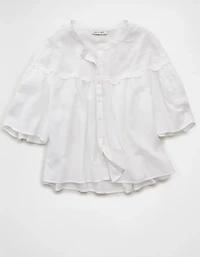 AE Embroidered Button-Up Blouse