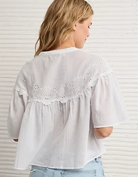 AE Embroidered Button-Up Blouse