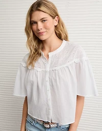 AE Embroidered Button-Up Blouse