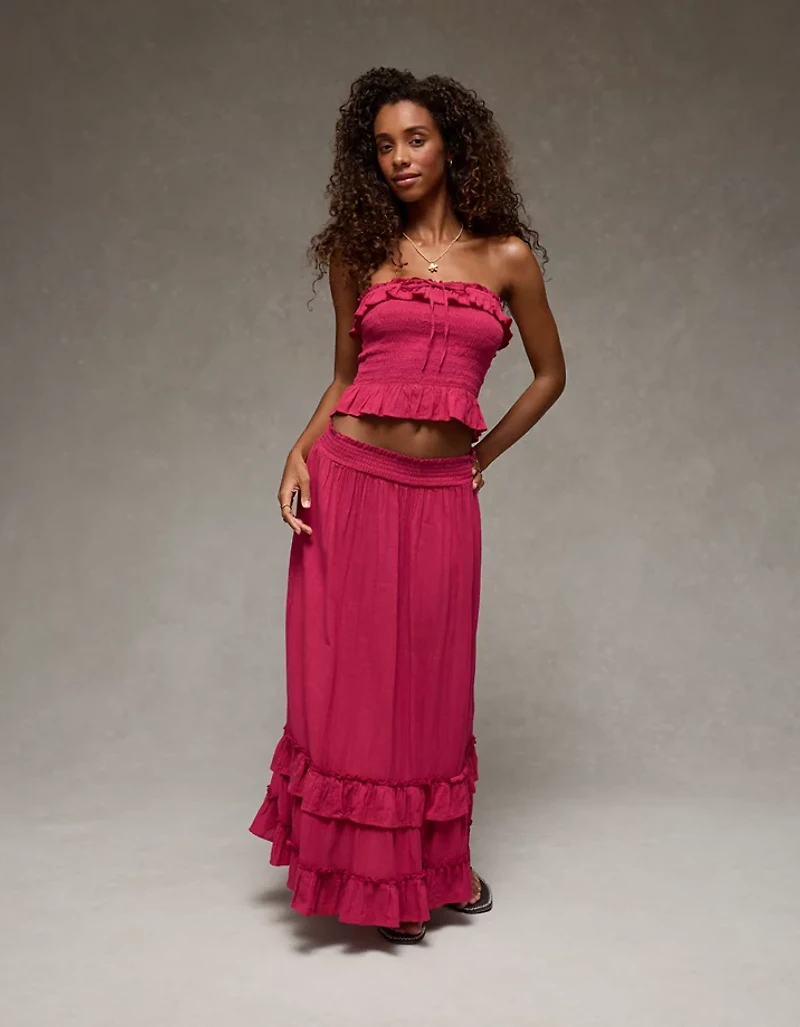 AE Ruffled Smocked Tube Top