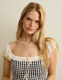 AE Square-Neck Cap-Sleeve Top
