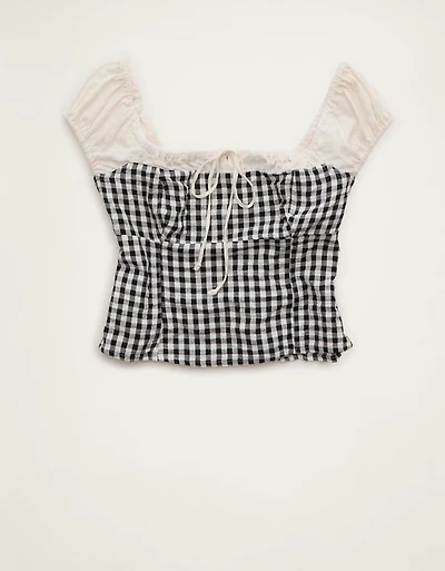 AE Square-Neck Cap-Sleeve Top