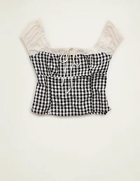 AE Square-Neck Cap-Sleeve Top
