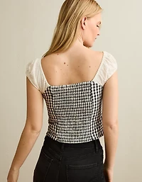 AE Square-Neck Cap-Sleeve Top