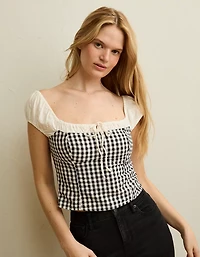 AE Square-Neck Cap-Sleeve Top