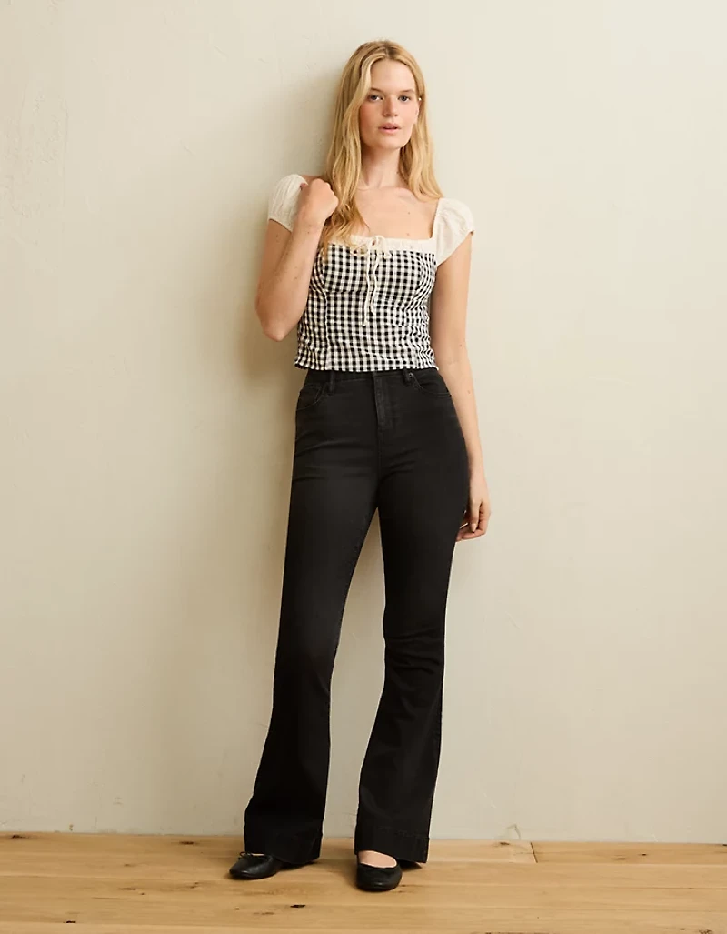 AE Square-Neck Cap-Sleeve Top