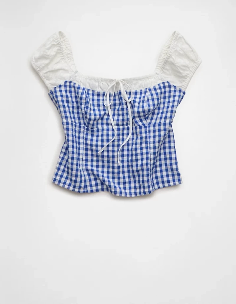 AE Square-Neck Cap-Sleeve Top