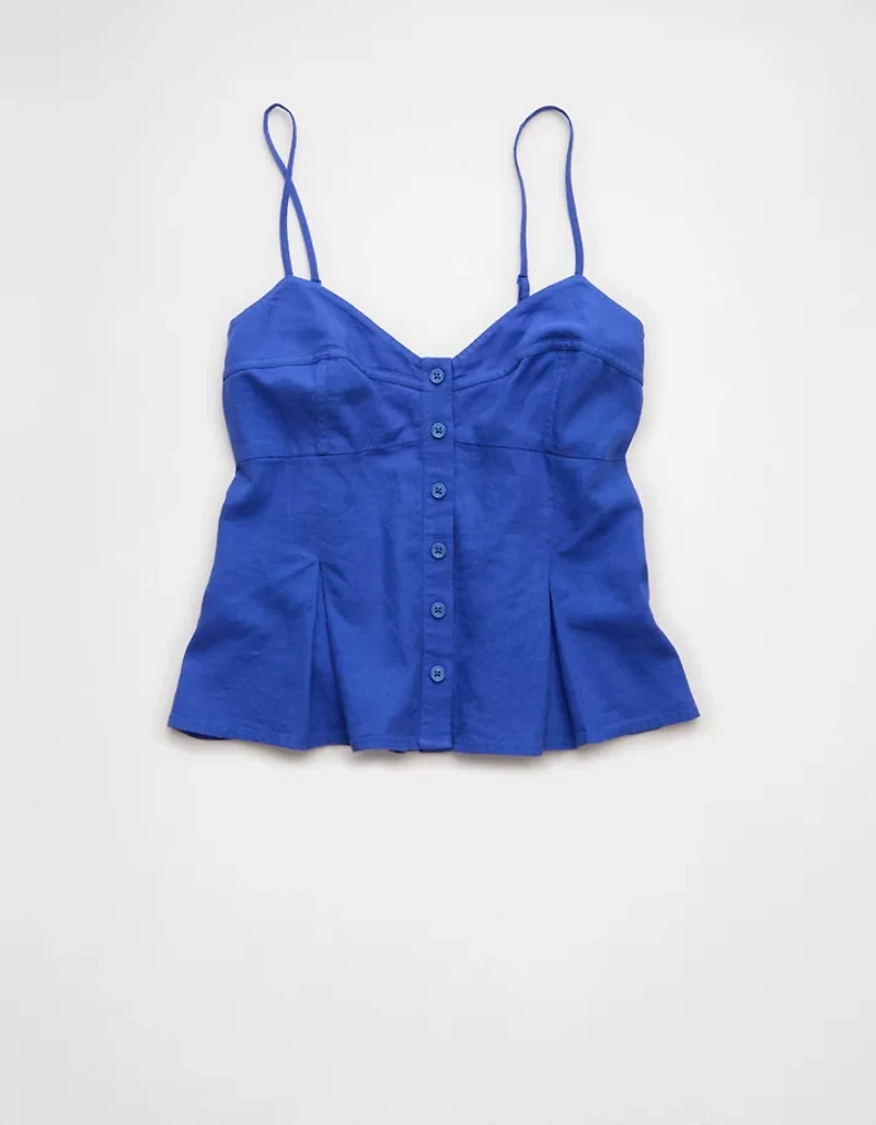 AE Linen-Blend Button-Up Cami