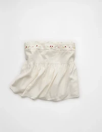 AE Embroidered Strapless Babydoll Linen-Blend Tube Top