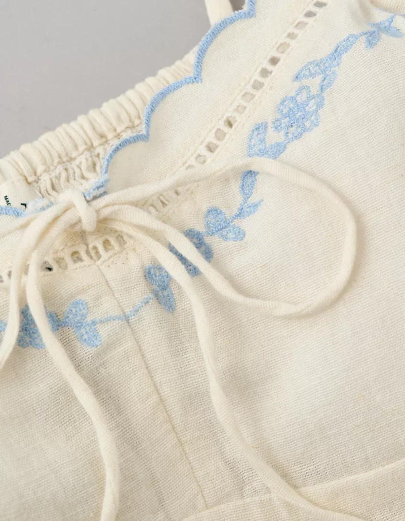 Débardeur brodé à ourlet festonné AE