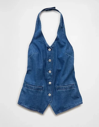 AE Loose Denim Halter Vest