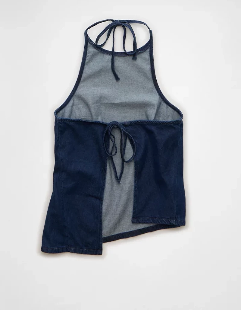 AE Denim Tie-Neck Halter Top