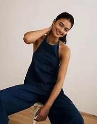 AE Denim Tie-Neck Halter Top