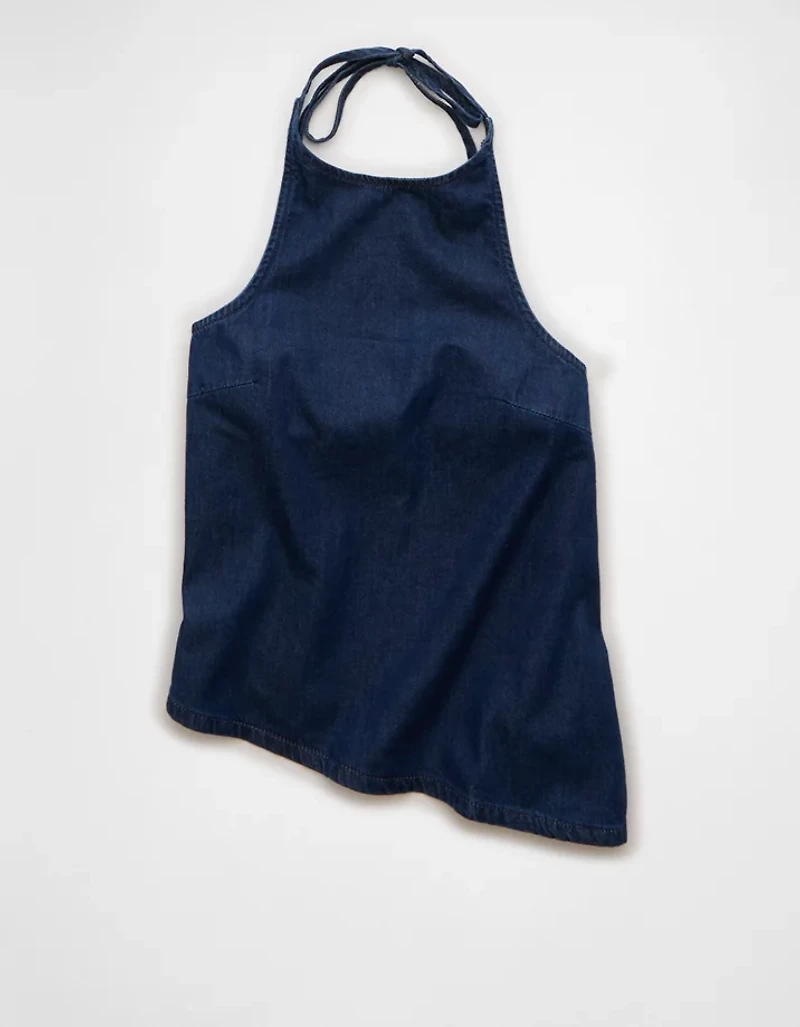 AE Denim Tie-Neck Halter Top