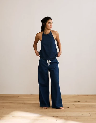 AE Denim Tie-Neck Halter Top