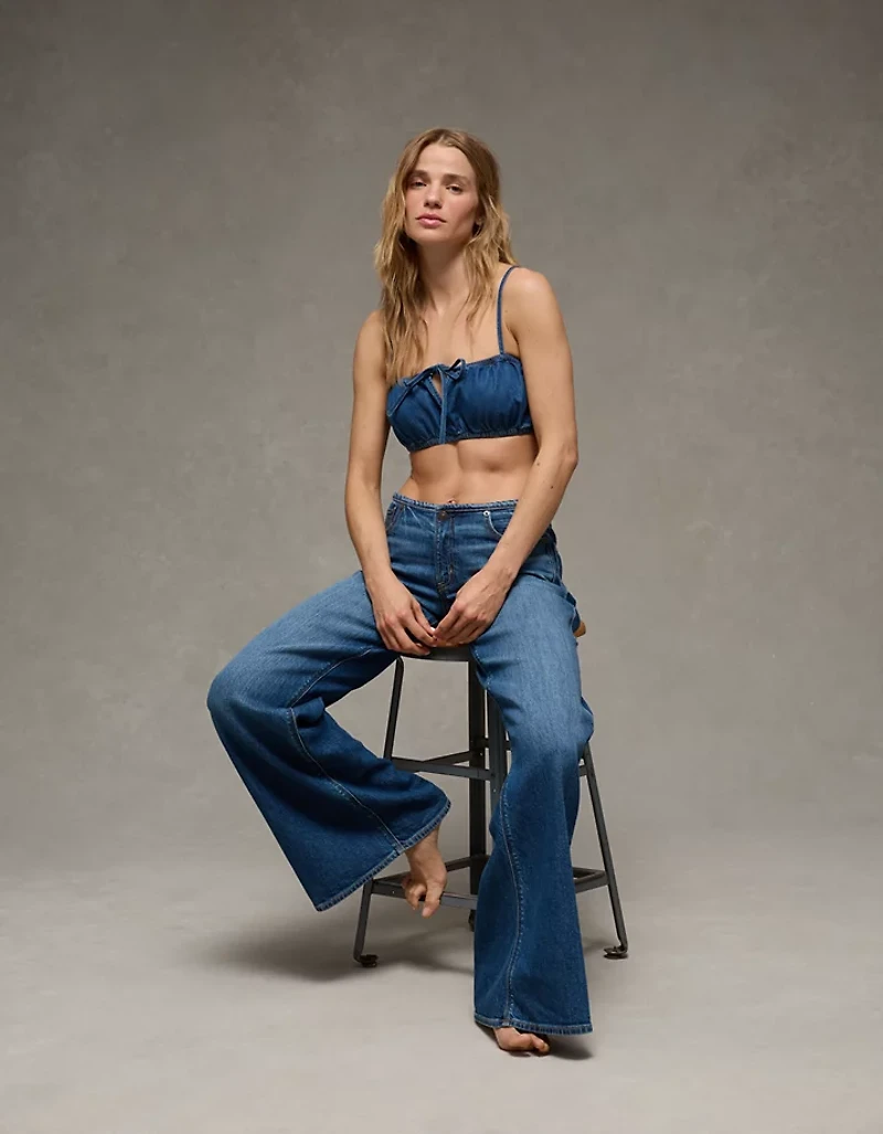 AE Denim Tie-Front Bra Top