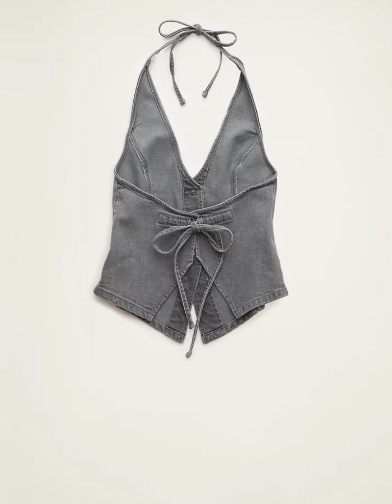 AE Loose Denim Halter Vest