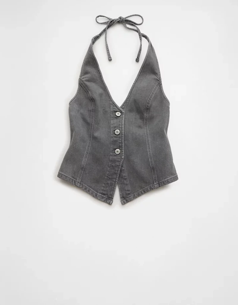 AE Loose Denim Halter Vest