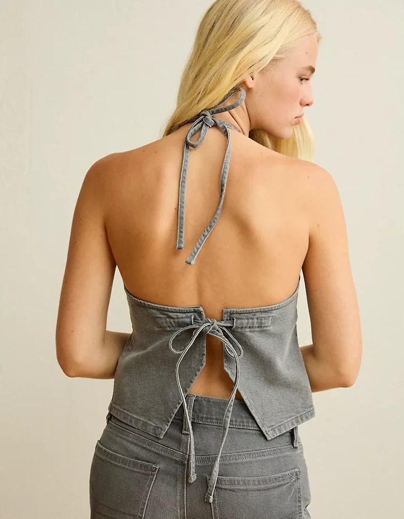 AE Loose Denim Halter Vest