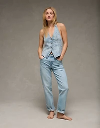 AE Floral Print Denim Tie-Back Vest