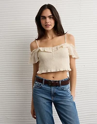AE Smocked Cold Shoulder Cami