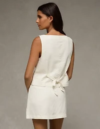 AE Linen-Blend High-Neck Vest