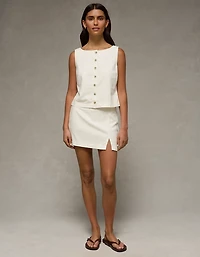 AE Linen-Blend High-Neck Vest