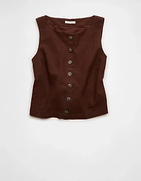 Veste sans manches à encolure haute en mélange de lin AE