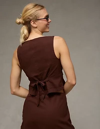 Veste sans manches à encolure haute en mélange de lin AE