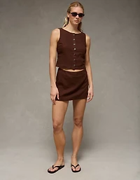 Veste sans manches à encolure haute en mélange de lin AE