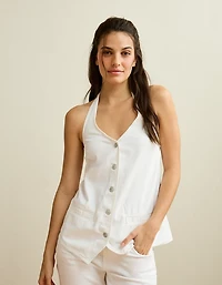 AE Loose Denim Halter Vest