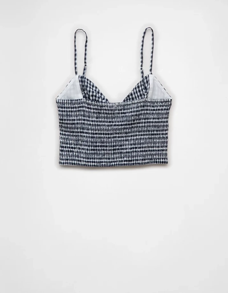 AE Cropped Tie-Front Smocked Cami