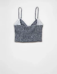 AE Cropped Tie-Front Smocked Cami