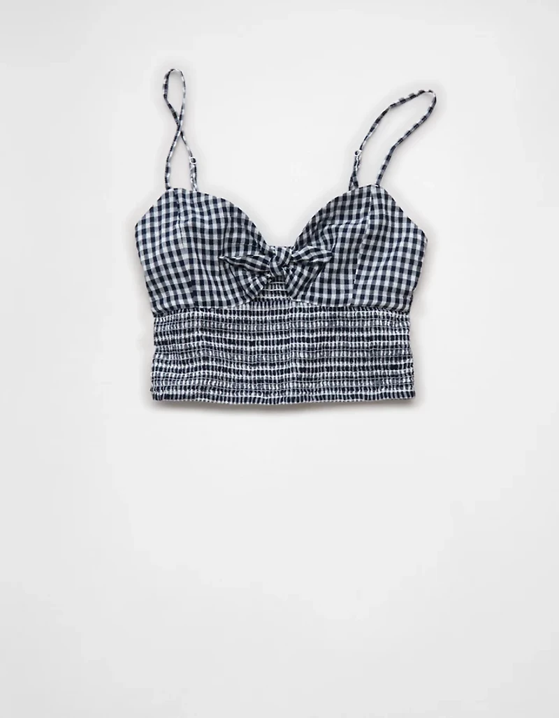 AE Cropped Tie-Front Smocked Cami