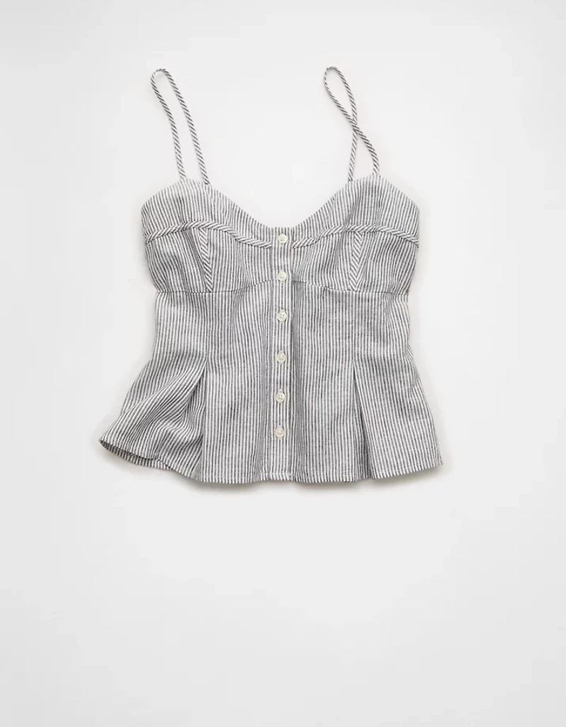 AE Linen-Blend Button-Up Cami