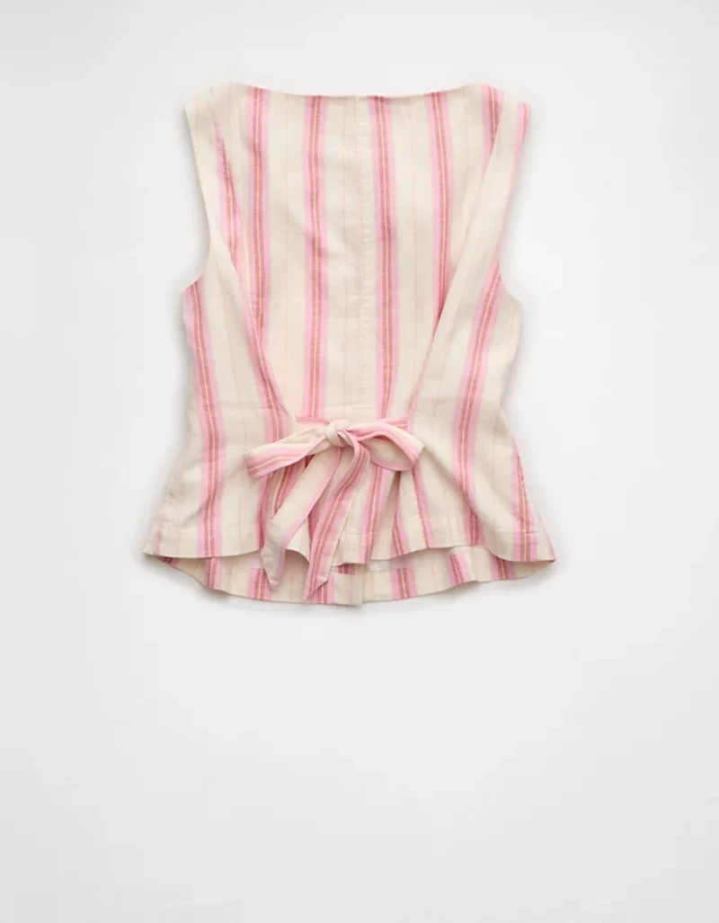 AE Linen-Blend High-Neck Vest