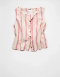 AE Linen-Blend High-Neck Vest