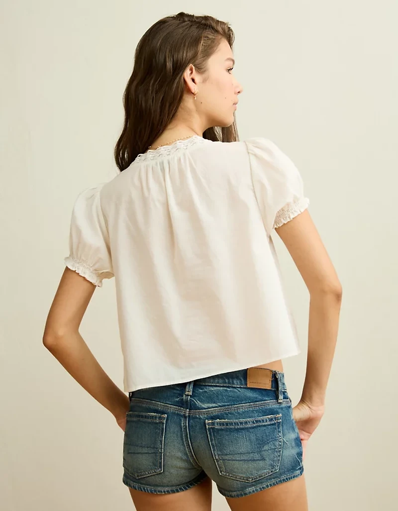 AE Front Tie Lace Inset Top