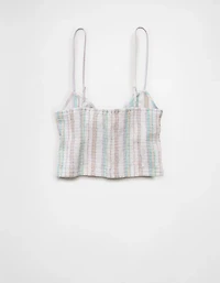 AE Pride Tie-Front Smocked Cropped Cami