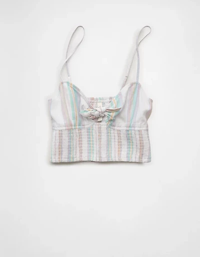 AE Pride Tie-Front Smocked Cropped Cami