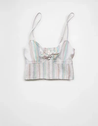 AE Pride Tie-Front Smocked Cropped Cami