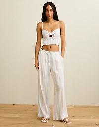 AE Pride Tie-Front Smocked Cropped Cami