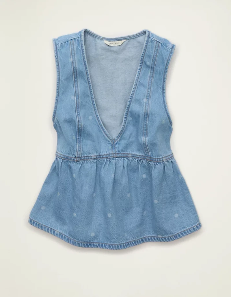 AE Denim Peplum Vest