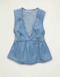 AE Denim Peplum Vest